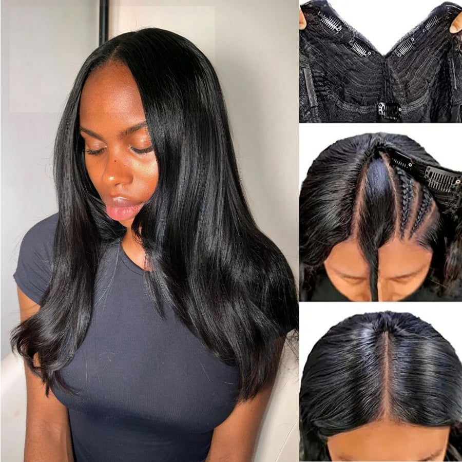 Glueless U | V Part Wig Straight Human Hair| 180% & 250% Density