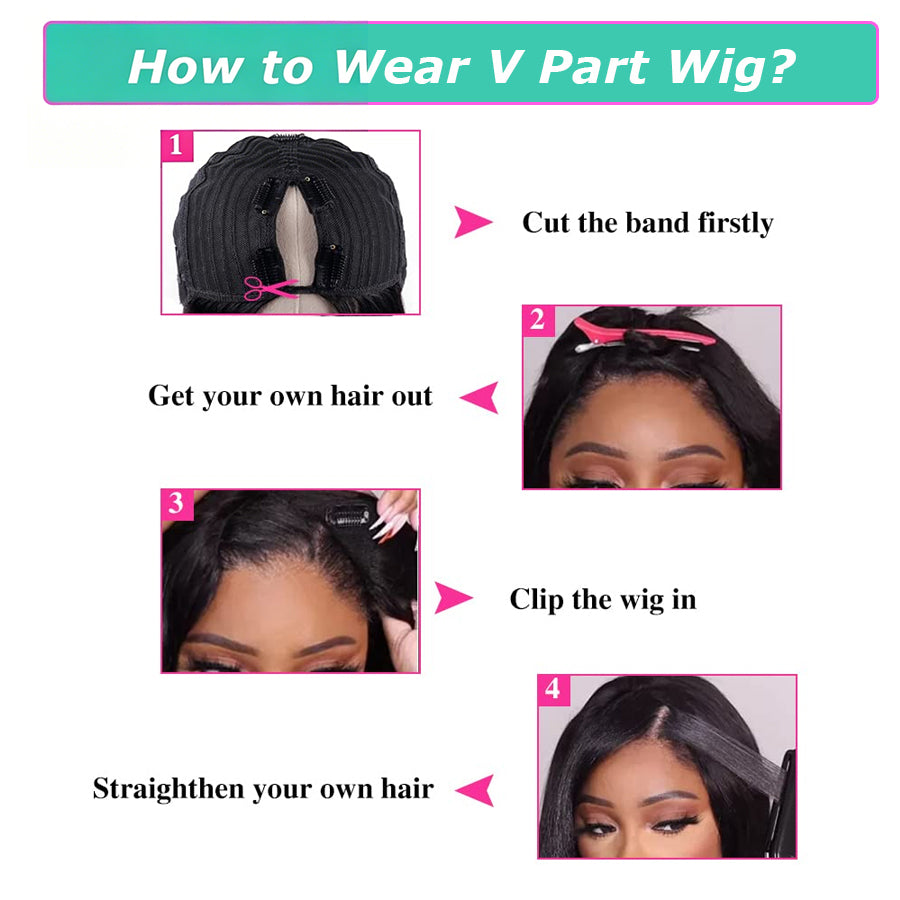 Glueless U | V Part Wig Straight Human Hair| 180% & 250% Density