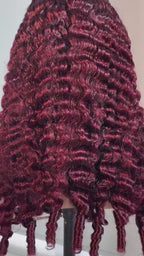 Burgundy Burmese Curly Half Wig | Flip Over Human Hair  Glueless