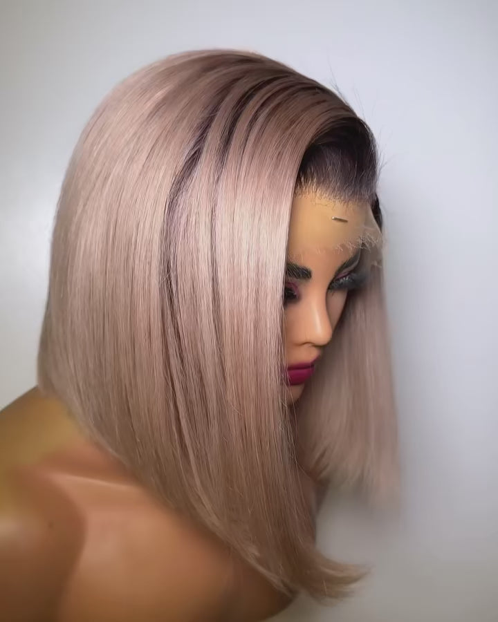 Ombre Ash Blonde Straight Bob Glueless HD Lace Wig | 5x5 13x4 13x6 | Wear & Go